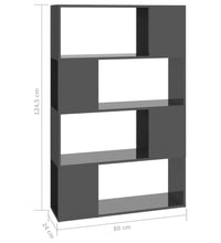 Bücherregal Raumteiler Hochglanz-Grau 80x24x124,5 cm