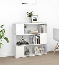 Bücherregal Raumteiler Hochglanz-Weiß 100x24x94 cm