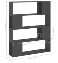 Bücherregal Raumteiler Grau 100x24x124 cm
