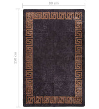 Teppich Waschbar 80x150 cm Schwarz und Golden Rutschfest