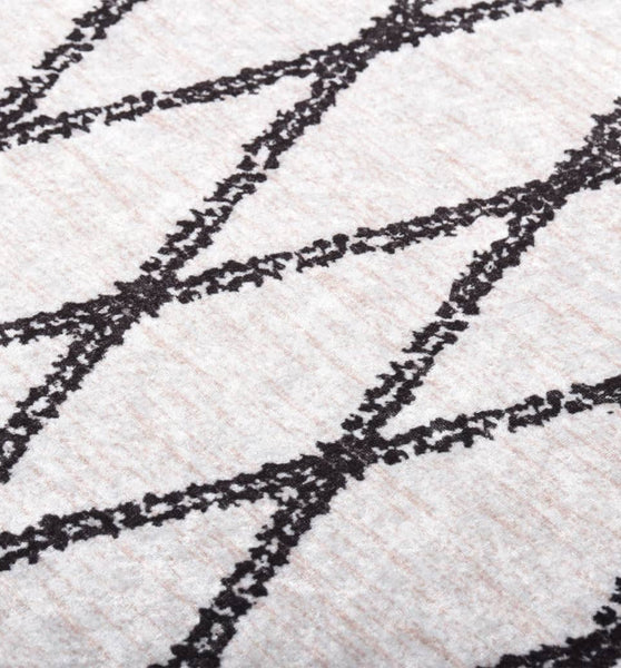 Teppich Waschbar 80x150 cm Schwarz und Weiß Rutschfest
