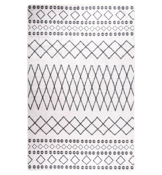 Teppich Waschbar Schwarz und Weiß 160x230 cm Rutschfest