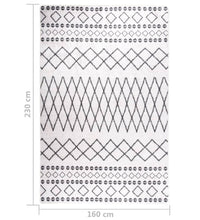 Teppich Waschbar Schwarz und Weiß 160x230 cm Rutschfest