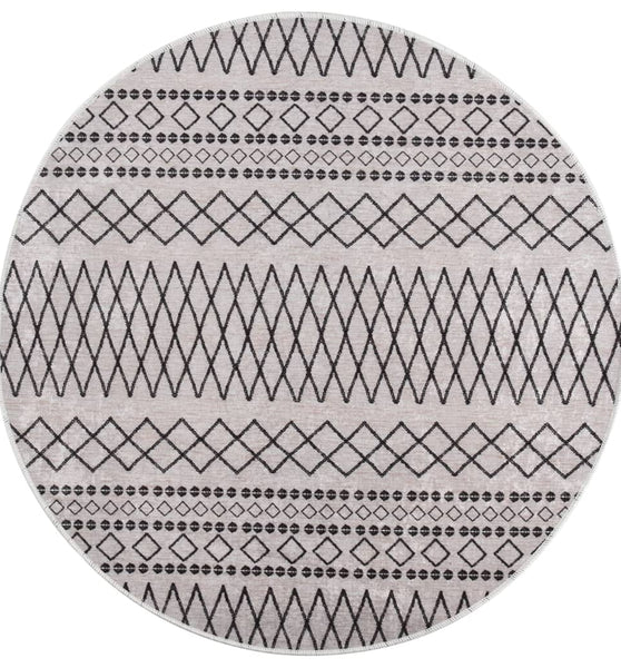 Teppich Waschbar Schwarz und Weiß φ120 cm Rutschfest