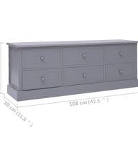 TV-Schrank Dunkelgrau 108x30x40 cm Massivholz Paulownia