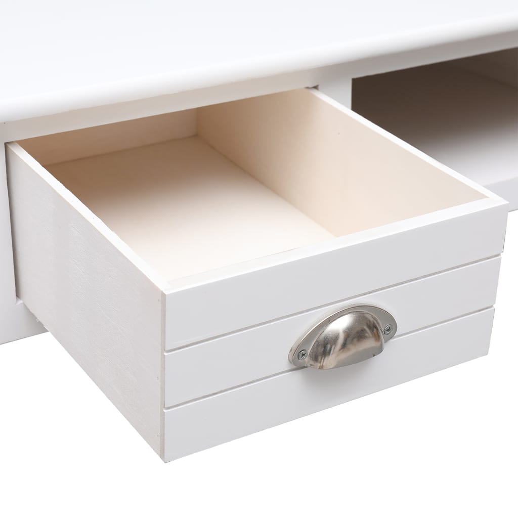 Schreibtisch Weiß 108x45x76 cm Massivholz Paulownia