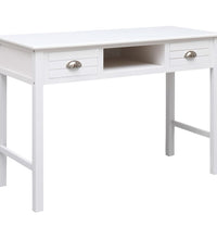 Schreibtisch Weiß 108x45x76 cm Massivholz Paulownia