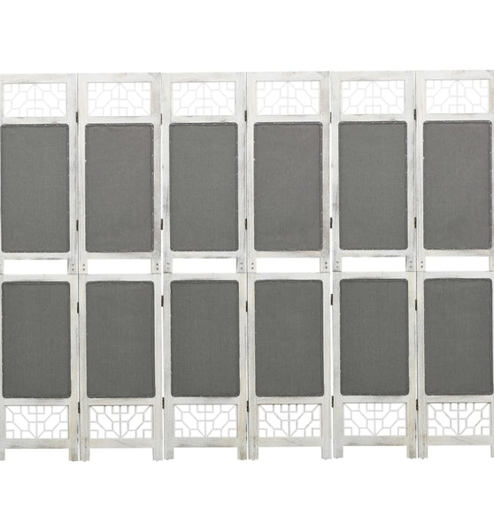 6-tlg. Raumteiler Grau 210x165 cm Stoff