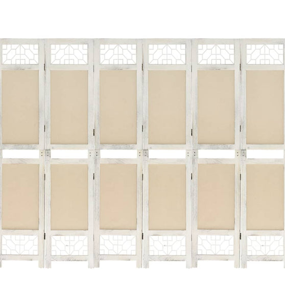 6-tlg. Raumteiler Creme 210x165 cm Stoff