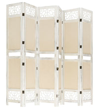 6-tlg. Raumteiler Creme 210x165 cm Stoff