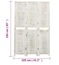 3-tlg. Raumteiler Antik-Weiß 105x165 cm Holz