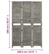 3-tlg. Raumteiler Grau 106,5x166 cm Massivholz