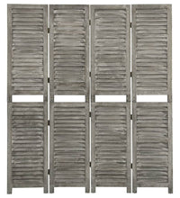 4-tlg. Raumteiler Grau 143x166 cm Massivholz