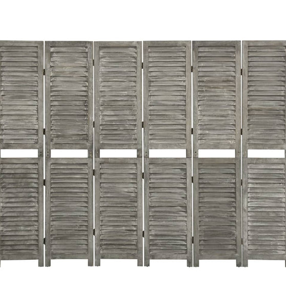 6-tlg. Raumteiler Grau 214x166 cm Massivholz