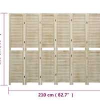 6-tlg. Raumteiler 210x165 cm Massivholz Paulownia