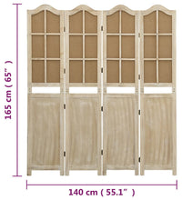 4-tlg. Raumteiler Braun 140x165 cm Stoff