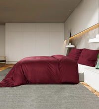 Bettwäsche-Set Bordeauxrot 200x200 cm Baumwolle
