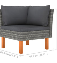 7-tlg. Garten-Lounge-Set Poly Rattan und Eukalyptusholz Grau