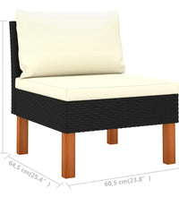 7-tlg. Garten-Lounge-Set Poly Rattan Eukalyptusholz Schwarz