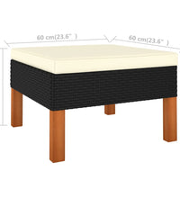 7-tlg. Garten-Lounge-Set Poly Rattan Eukalyptusholz Schwarz