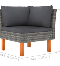 8-tlg. Garten-Lounge-Set Poly Rattan und Eukalyptusholz Grau