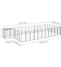 Hundezwinger Schwarz 22,99 m² Stahl