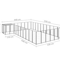 Hundezwinger Schwarz 19,36 m² Stahl