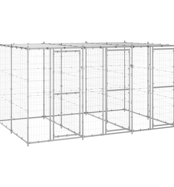 Outdoor-Hundezwinger mit Überdachung Verzinkter Stahl 7,26 m²