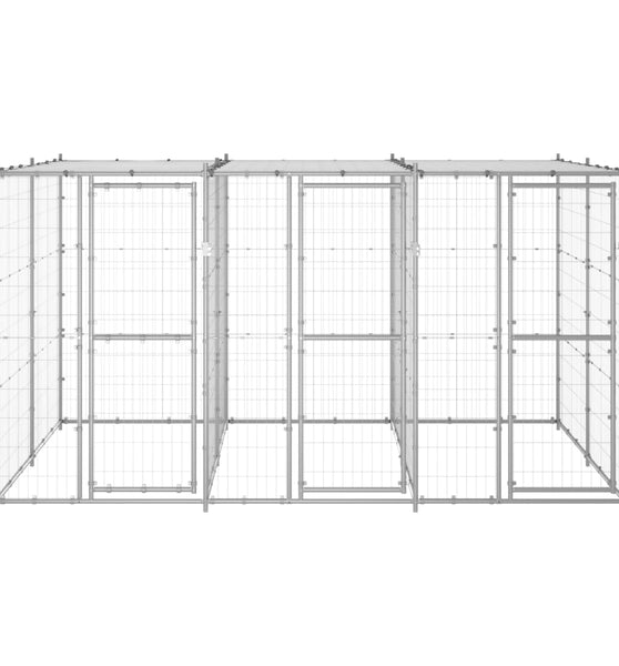 Outdoor-Hundezwinger mit Überdachung Verzinkter Stahl 7,26 m²