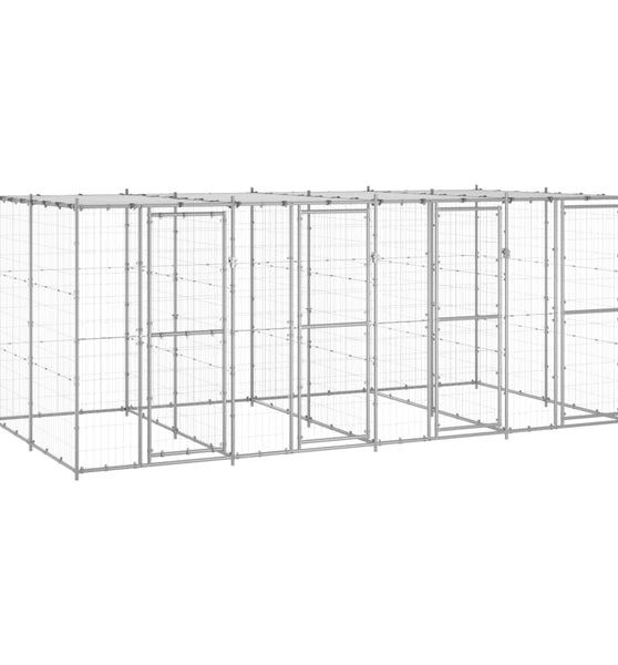 Outdoor-Hundezwinger mit Überdachung Verzinkter Stahl 9,68 m²