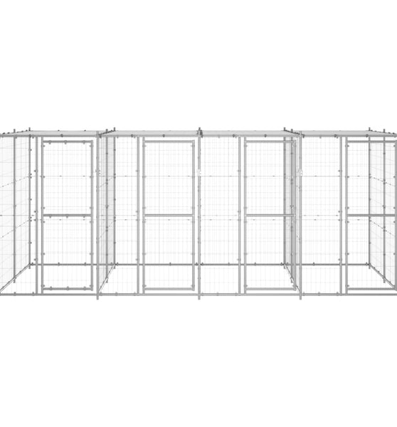 Outdoor-Hundezwinger mit Überdachung Verzinkter Stahl 9,68 m²