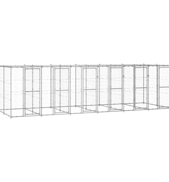 Outdoor-Hundezwinger mit Überdachung Verzinkter Stahl 14,52 m²
