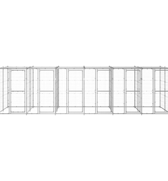 Outdoor-Hundezwinger mit Überdachung Verzinkter Stahl 14,52 m²