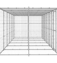Outdoor-Hundezwinger mit Überdachung Verzinkter Stahl 14,52 m²