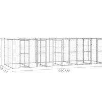 Outdoor-Hundezwinger mit Überdachung Verzinkter Stahl 14,52 m²