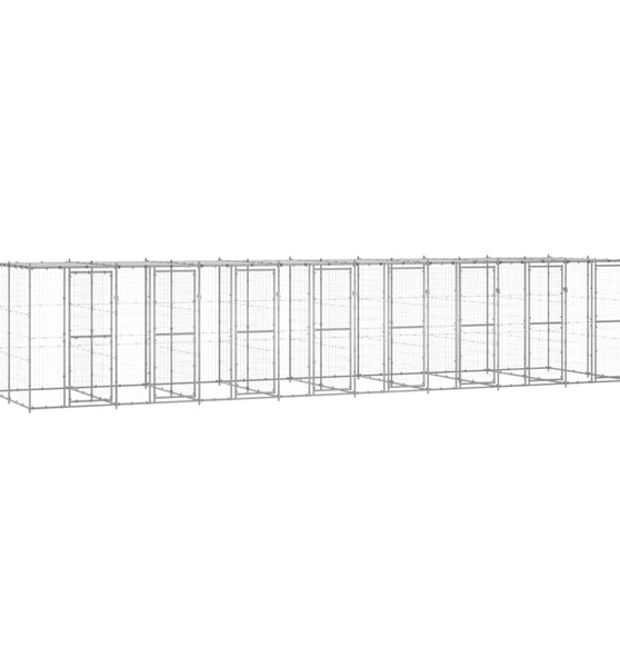 Outdoor-Hundezwinger mit Überdachung Verzinkter Stahl 19,36 m²