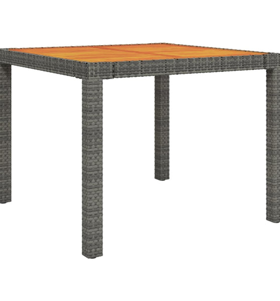 Gartentisch 90x90x75 cm Poly Rattan und Akazienholz Grau