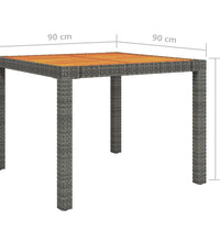 Gartentisch 90x90x75 cm Poly Rattan und Akazienholz Grau
