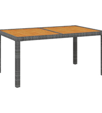 Gartentisch 150x90x75 cm Poly Rattan und Akazienholz Grau