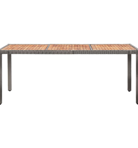 Gartentisch 190x90x75 cm Poly Rattan und Akazienholz Grau