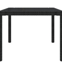 Gartentisch Schwarz 250x100x75 cm Gehärtetes Glas Poly Rattan