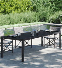 Gartentisch Schwarz 250x100x75 cm Gehärtetes Glas Poly Rattan