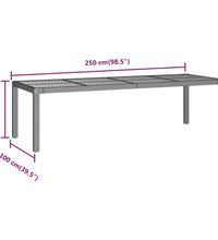 Gartentisch Grau 250x100x75 cm Poly Rattan