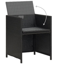 Garten-Essstühle mit Kissen 4 Stk. Schwarz Poly Rattan