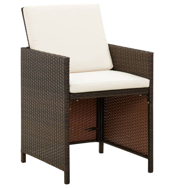 Garten-Essstühle mit Kissen 4 Stk. Braun Poly Rattan