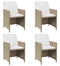 Garten-Essstühle mit Kissen 4 Stk. Beige Poly Rattan