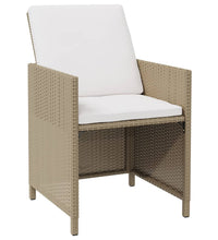 Garten-Essstühle mit Kissen 4 Stk. Beige Poly Rattan