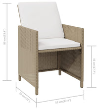 Garten-Essstühle mit Kissen 4 Stk. Beige Poly Rattan