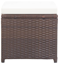 Gartenhocker 4 Stk. mit Kissen Braun Poly Rattan