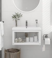 Badezimmer Wand-Waschtischgestell Weiß 59x38x31 cm Eisen